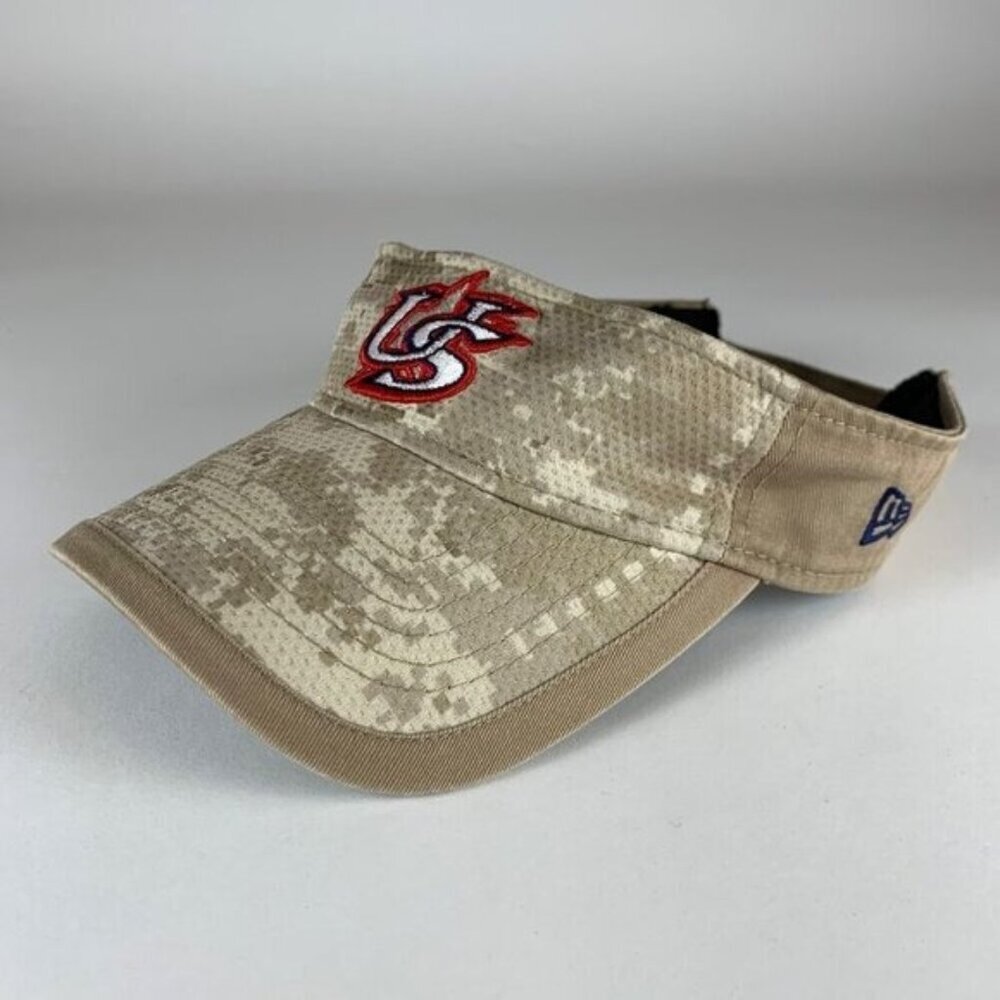 USA Baseball Mens Beige Camo New Era Strapback Adjustable Visor